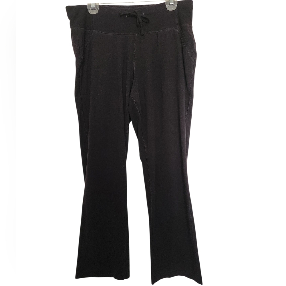 Tek Gear Black Activewear Stretch Pants Drawstring Waist, Size Pet Large